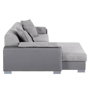 Ecksofa San Pedro Kunstleder / Strukturstoff - Grau - Longchair davorstehend links