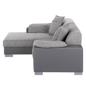 Ecksofa San Pedro Kunstleder / Strukturstoff - Grau - Longchair davorstehend links