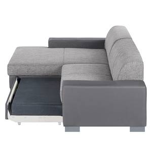 Ecksofa San Pedro Kunstleder / Strukturstoff - Grau - Longchair davorstehend links