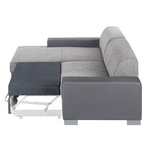 Ecksofa San Pedro Kunstleder / Strukturstoff - Grau - Longchair davorstehend links