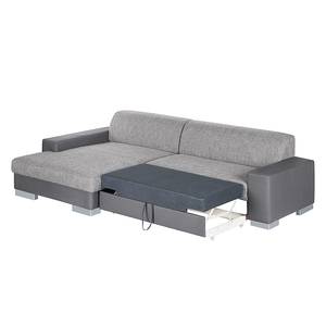 Ecksofa San Pedro Kunstleder / Strukturstoff - Grau - Longchair davorstehend links