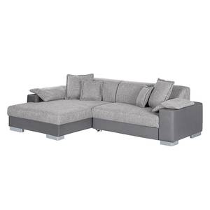 Ecksofa San Pedro Kunstleder / Strukturstoff - Grau - Longchair davorstehend links