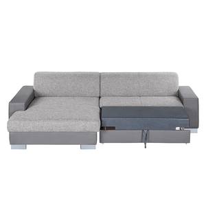 Ecksofa San Pedro Kunstleder / Strukturstoff - Grau - Longchair davorstehend links