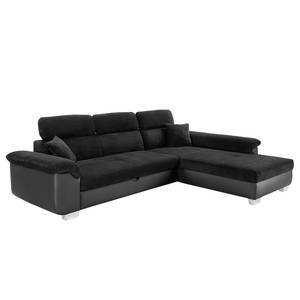 Ecksofa Exelby Microfaser / Kunstleder - Schwarz