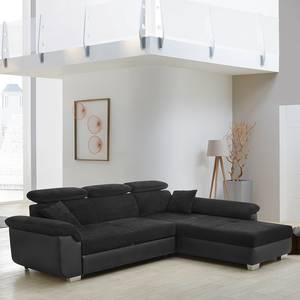 Ecksofa Exelby Microfaser / Kunstleder - Schwarz