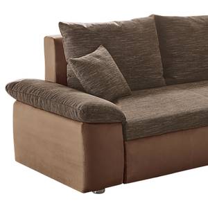 Ecksofa Sarasa (mit Schlaffunktion) Microfaser / Strukturstoff - Braun - Longchair beidseitig montierbar