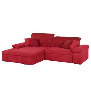 Ecksofa Sare II Microfaser / Strukturstoff Rot - Longchair davorstehend links - Bettkasten