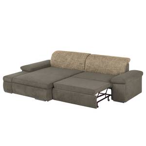 Ecksofa Sare Microfaser / Strukturstoff Mokka / Braun - Longchair davorstehend links - Bettkasten