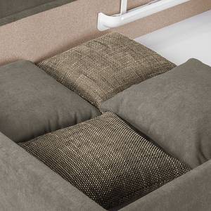 Ecksofa Sare Microfaser / Strukturstoff Mokka / Braun - Longchair davorstehend links - Bettkasten