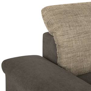 Ecksofa Sare Microfaser / Strukturstoff Dunkelbraun / Braun - Longchair davorstehend links - Keine Funktion