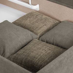 Ecksofa Sare Microfaser / Strukturstoff Mokka / Braun - Longchair davorstehend rechts - Bettkasten