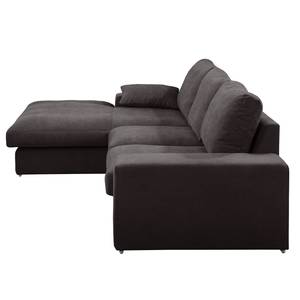 Ecksofa Seaton Webstoff - Dunkelbraun - Longchair davorstehend links