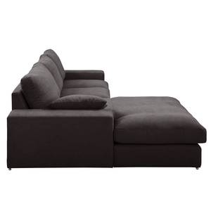 Ecksofa Seaton Webstoff - Dunkelbraun - Longchair davorstehend links