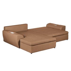 Ecksofa Seward (mit Schlaffunktion) I Kunstleder - Camel - Longchair davorstehend links