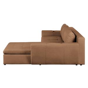 Ecksofa Seward (mit Schlaffunktion) I Kunstleder - Camel - Longchair davorstehend rechts