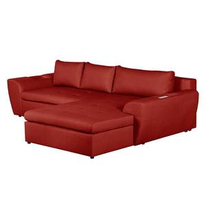 Ecksofa Seward (mit Schlaffunktion) I Kunstleder - Rot - Longchair davorstehend rechts