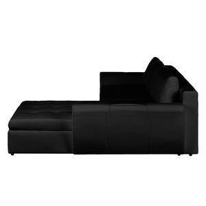 Ecksofa Seward II (mit Schlaffunktion) Kunstleder - Schwarz - Longchair davorstehend rechts