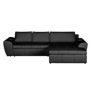 Ecksofa Seward II (mit Schlaffunktion) Kunstleder - Schwarz - Longchair davorstehend rechts