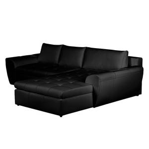 Ecksofa Seward II (mit Schlaffunktion) Kunstleder - Schwarz - Longchair davorstehend rechts