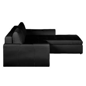 Ecksofa Seward II (mit Schlaffunktion) Kunstleder - Schwarz - Longchair davorstehend rechts