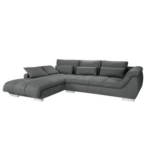 Ecksofa Seymore Microfaser Microfaser - Grau - Longchair davorstehend links