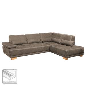 Ecksofa Seymoure Microfaser Havanna - Longchair davorstehend rechts - Keine Funktion