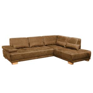 Ecksofa Seymoure Microfaser Mittelbraun - Longchair davorstehend rechts - Keine Funktion