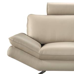 Ecksofa Sharon Echtleder Echtleder - Beige - Longchair davorstehend rechts - Mit Kopfstütze