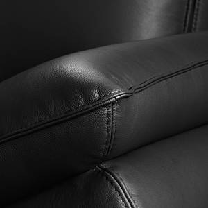 Canapé d'angle Sharon Cuir véritable - Noir - Méridienne courte à droite (vue de face) - Avec appui-tête
