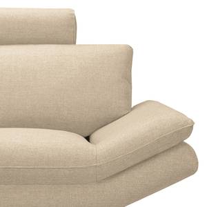 Ecksofa Sharon Webstoff Beige Ottomane davorstehend links Mit 2 Kopfstützen