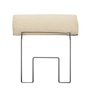 Hoekbank Sharon beige geweven stof - longchair vooraanzicht links - met 2 hoofdsteunen