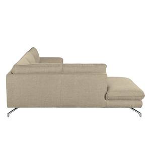 Ecksofa Sharon Webstoff Beige - Ottomane davorstehend rechts - Ohne Kopfstützen