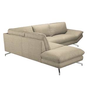 Hoekbank Sharon beige geweven stof - longchair vooraanzicht links - zonder hoofdsteunen