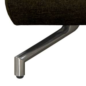 Canapé d'angle Sharon Tissu marron - noir - Méridienne à droite (vue de face) - 2 appuis-tête