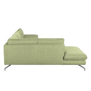 Canapé d'angle Sharon Tissu vert - Méridienne à gauche (vue de face) - Sans appui-tête
