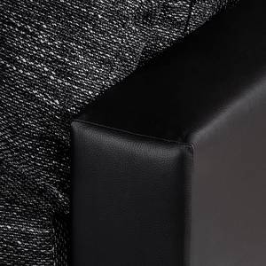 Canapé d'angle Sibenik Imitation cuir / Tissu structuré - Noir / Gris - Méridienne courte à gauche (vue de face) - Sans repose-pieds
