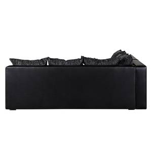 Ecksofa Sibenik Kunstleder / Strukturstoff Schwarz / Grau - Longchair davorstehend rechts - Ohne Hocker