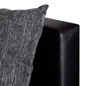 Canapé d'angle Sibenik Imitation cuir / Tissu structuré - Noir / Gris - Méridienne courte à droite (vue de face) - Sans repose-pieds