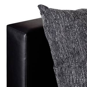 Ecksofa Sibenik Kunstleder / Strukturstoff Schwarz / Grau - Longchair davorstehend links - Mit Hocker