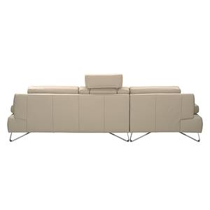 Ecksofa Silvano Echtleder Beige - Longchair davorstehend links Ohne Kopfstütze