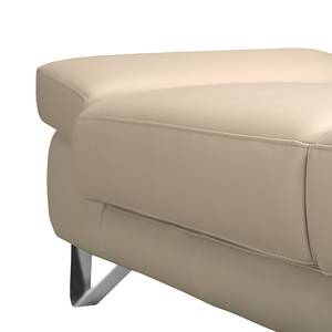 Hoekbank Silvano beige echt leer - longchair vooraanzicht links - met 1 hoofdsteun - Met hoofdsteun