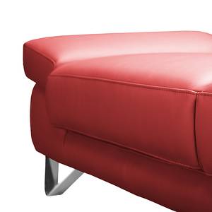 Canapé d'angle Silvano Cuir rouge véritable carmin - Méridienne à droite (vue de face) Avec 1 appui-tête