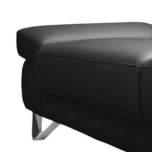 Canapé d'angle Silvano Noir - Méridienne à gauche (vue de face) - Avec appui-tête
