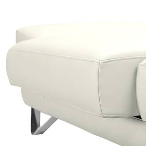 Canapé d'angle Silvano Cuir véritable blanc - Méridienne à gauche (vue de face) Avec 1 appui-tête