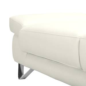 Canapé d'angle Silvano Cuir véritable blanc - Méridienne à gauche (vue de face) Avec 1 appui-tête
