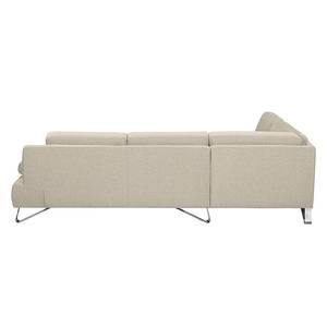 Ecksofa Silvano I Webstoff Beige - Longchair davorstehend links - Ohne Kopfstütze