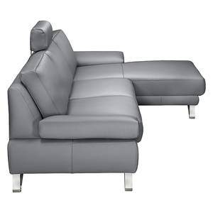 Canapé d'angle Silvano Imitation cuir gris Méridienne à droite (vue de face) Sans appui-tête