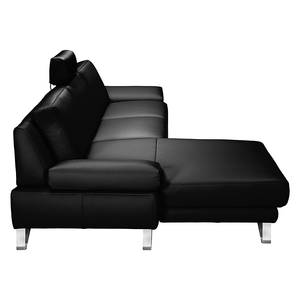 Canapé d'angle Silvano Imitation cuir noir Méridienne à gauche (vue de face) Sans appui-tête