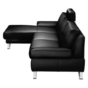 Canapé d'angle Silvano Imitation cuir noir - Méridienne à gauche (vue de face) Sans appui-tête