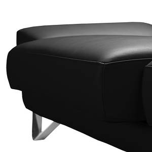 Canapé d'angle Silvano Imitation cuir noir - Méridienne à droite (vue de face) Sans appui-tête
